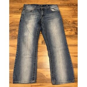 Seven7 Jeans Mens 36x27 Blue Denim Straight Leg Distressed Medium Wash Stretch